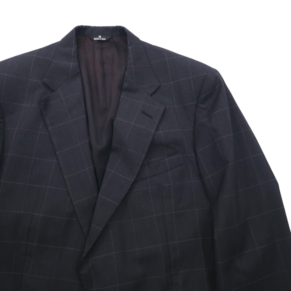 Ralph Lauren 80s Made in USA UNION 2B Tailored Jacket, Leather, XL, Check, POLO, UNIVERSITY CLUB, Wool, Rich's Executive Shop, ACTWU Tag