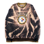 Vintage 90s USA Made Sweatshirt LEGENDS ATHLETIC NFL Tie-dye Bleached Sweatshirt XL Black Pittsburgh Steelers