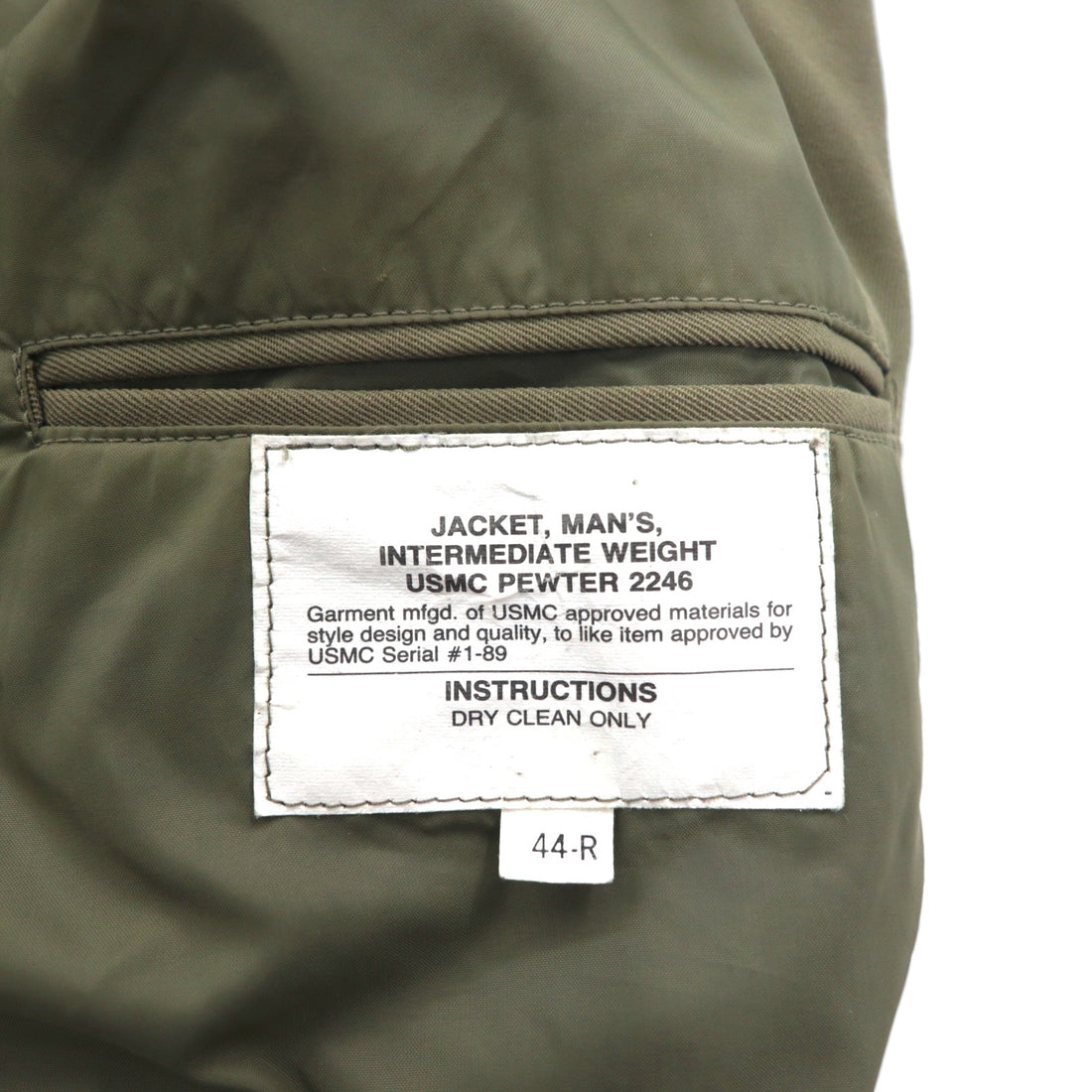 USMC 1980s U.S. Navy PEWTER 2246 Tanker Jacket, Flight Jacket, XL, Khaki, Wool, Military, THE MARINE SHOP