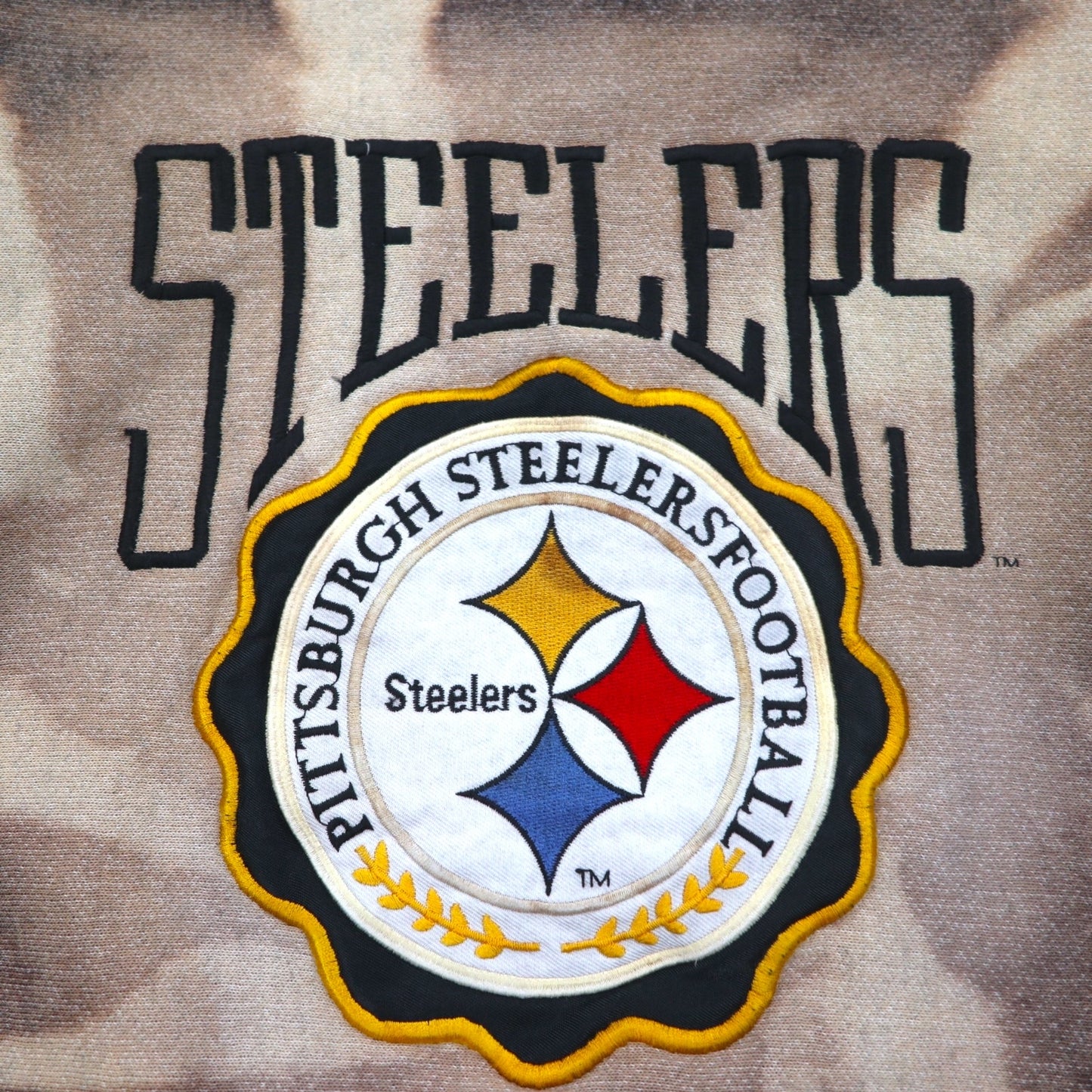 Vintage 90s USA Made Sweatshirt LEGENDS ATHLETIC NFL タイダイ ブリーチ加工 スウェット XL ブラック Pittsburgh Steelers