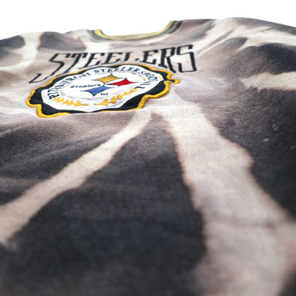 Vintage 90s USA Made Sweatshirt LEGENDS ATHLETIC NFL タイダイ ブリーチ加工 スウェット XL ブラック Pittsburgh Steelers