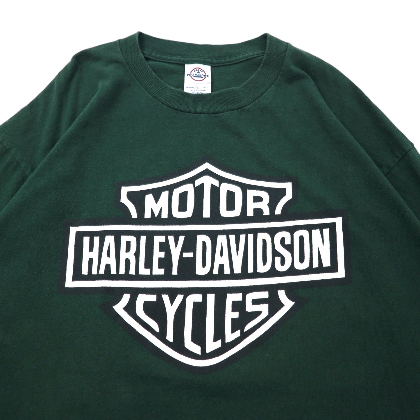 HARLEY DAVIDSON USA製 ロゴプリント ロングスリーブ Tシャツ XL グリーン コットン DELTA