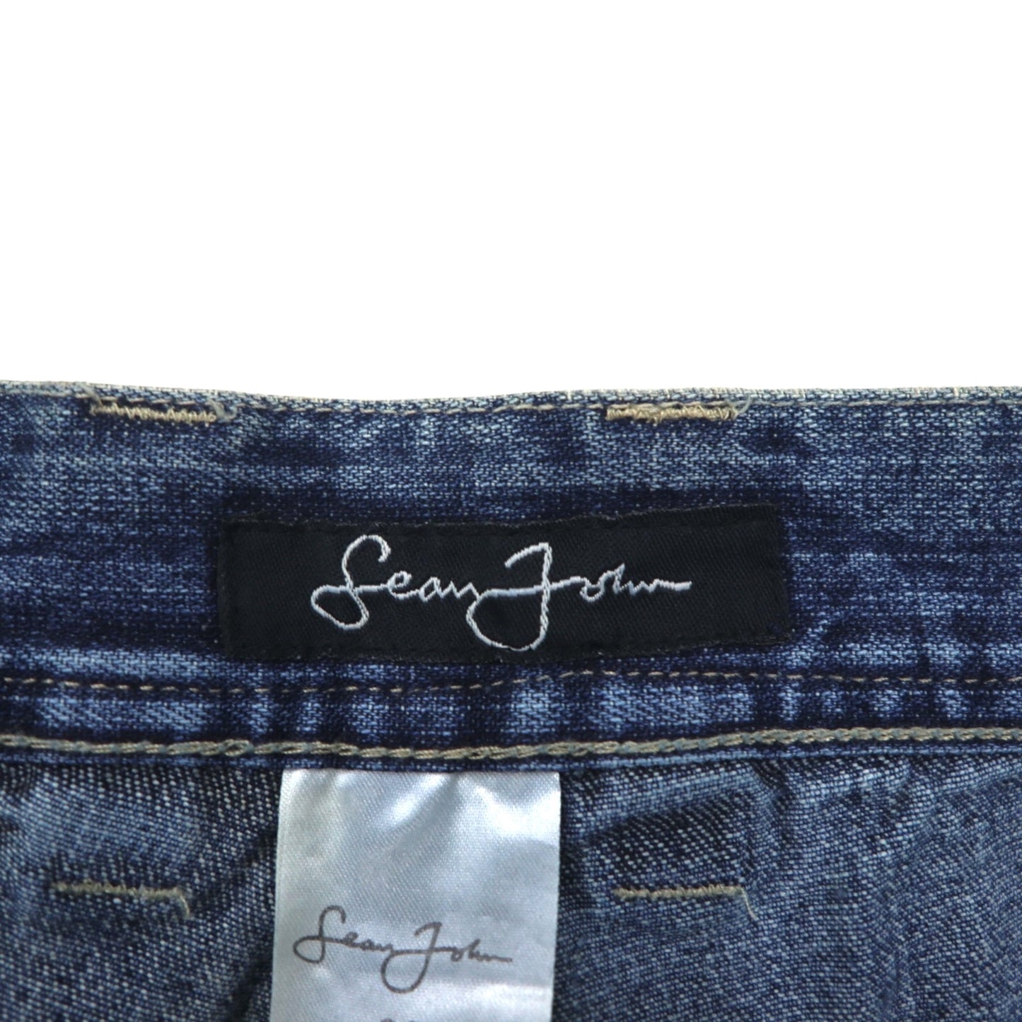 Sean John ダブルニー バギー デニムパンツ ジーンズ L インディゴ ワイド