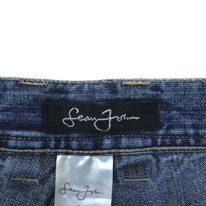 Sean John ダブルニー バギー デニムパンツ ジーンズ L インディゴ ワイド