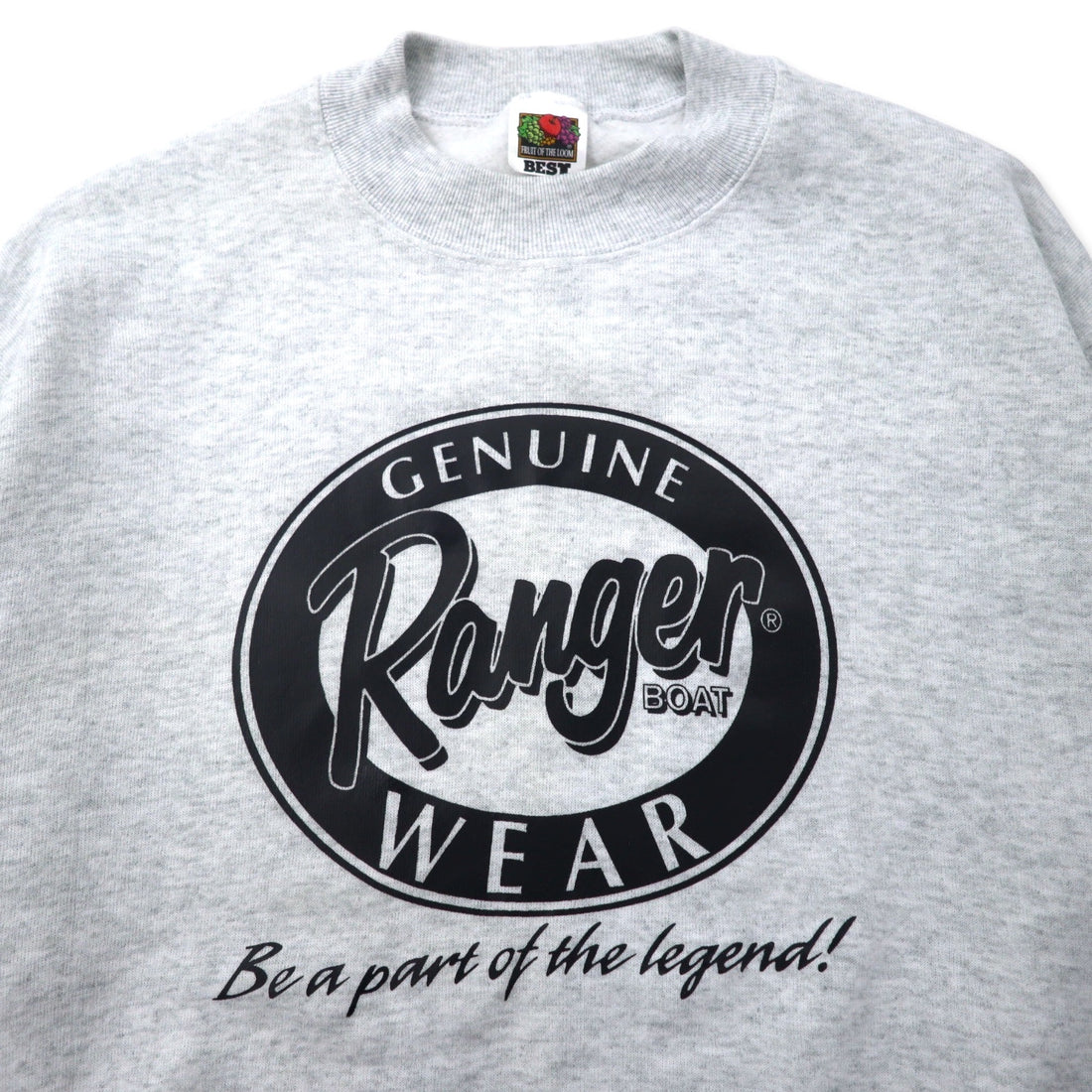 FRUIT OF THE LOOM 90年代 BEST プリント スウェット L グレー コットン 裏起毛 Ranger BOAT