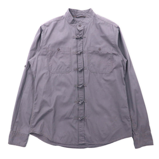 日本然リトテ-古着オンライン-MATELEAU チャイナシャツ L グレー コットン VESTES SHIRT フランス ユーロワーク チュニジア製-MATELEAU Chainshirt L Gray Cotton Vestes Shirt France Euro Work Tunisia Made