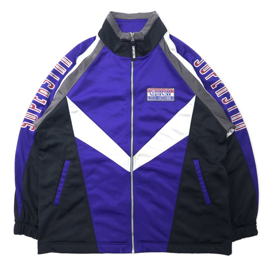 SUPER STAR 90年代 トラックジャケット ジャージ L ブルー ポリエステル 袖ロゴ 日本製