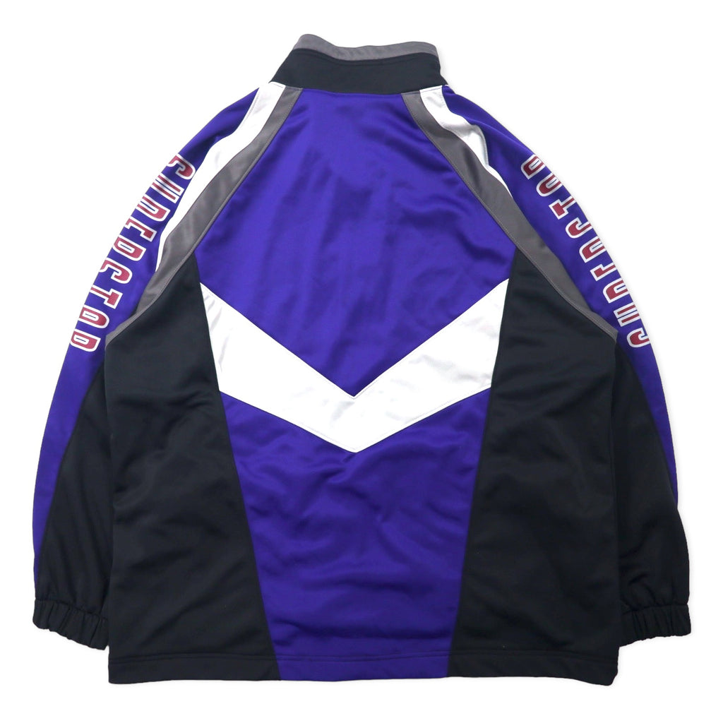 SUPER STAR 90's Track Jacket Jersey L Blue Polyester Sleeve Logo Made in Japan