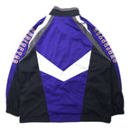 SUPER STAR 90's Track Jacket Jersey L Blue Polyester Sleeve Logo Made in Japan