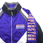 SUPER STAR 90's Track Jacket Jersey L Blue Polyester Sleeve Logo Made in Japan