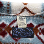 Made in France 90s Shinning All-Over Print Fleece Jacket L Brown Blue B.AZOULAY