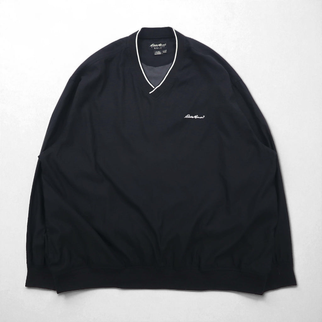 Eddie Bauer XL Black Water-Repellent Nylon Pullover Jacket with Embroidered Logo