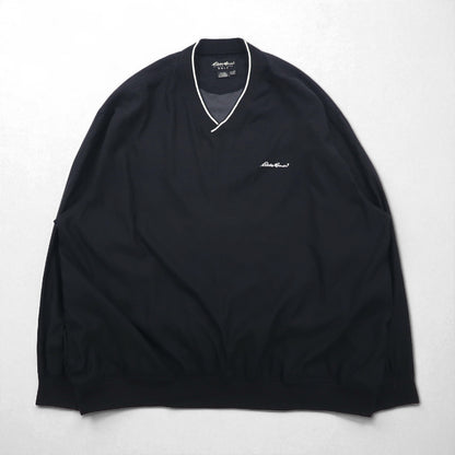 Eddie Bauer XL Black Water-Repellent Nylon Pullover Jacket with Embroidered Logo