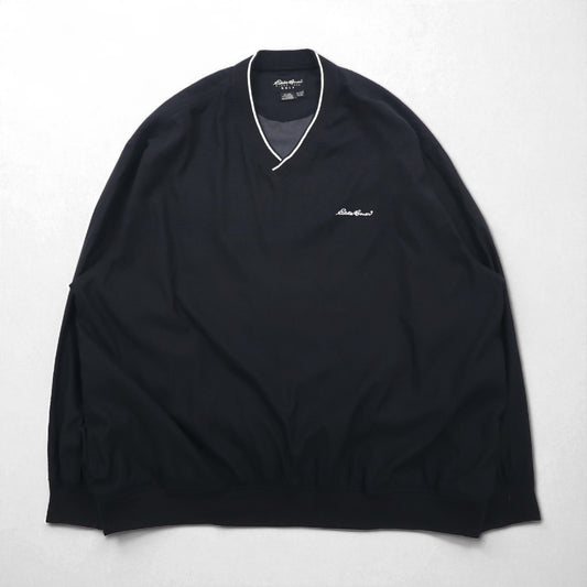 Eddie Bauer ピステ プルオーバー ナイロンジャケット XL ブラック ポリエステル 撥水 ワンポイントロゴ刺繍