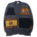 日本然リトテ-古着オンライン-PARIS レトロ ニット カーディガン M グレー ウール 日本製-Paris Retro Knit Cardigan M Gray Wool Japan MADE