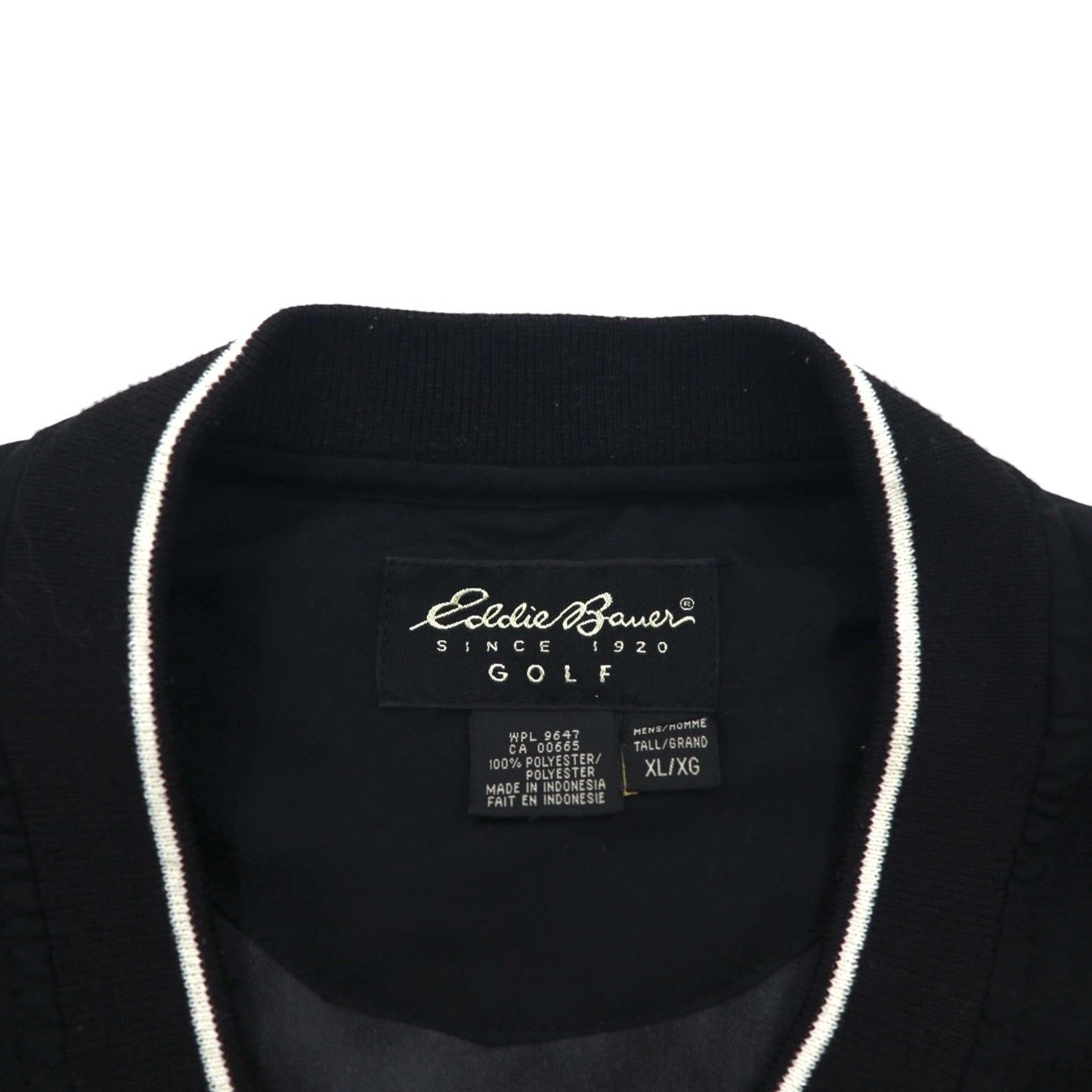 Eddie Bauer XL Black Water-Repellent Nylon Pullover Jacket with Embroidered Logo