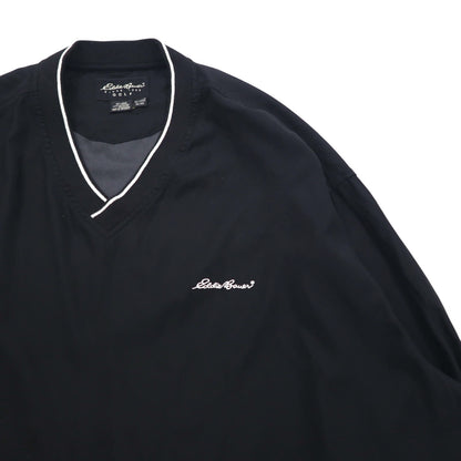 Eddie Bauer XL Black Water-Repellent Nylon Pullover Jacket with Embroidered Logo