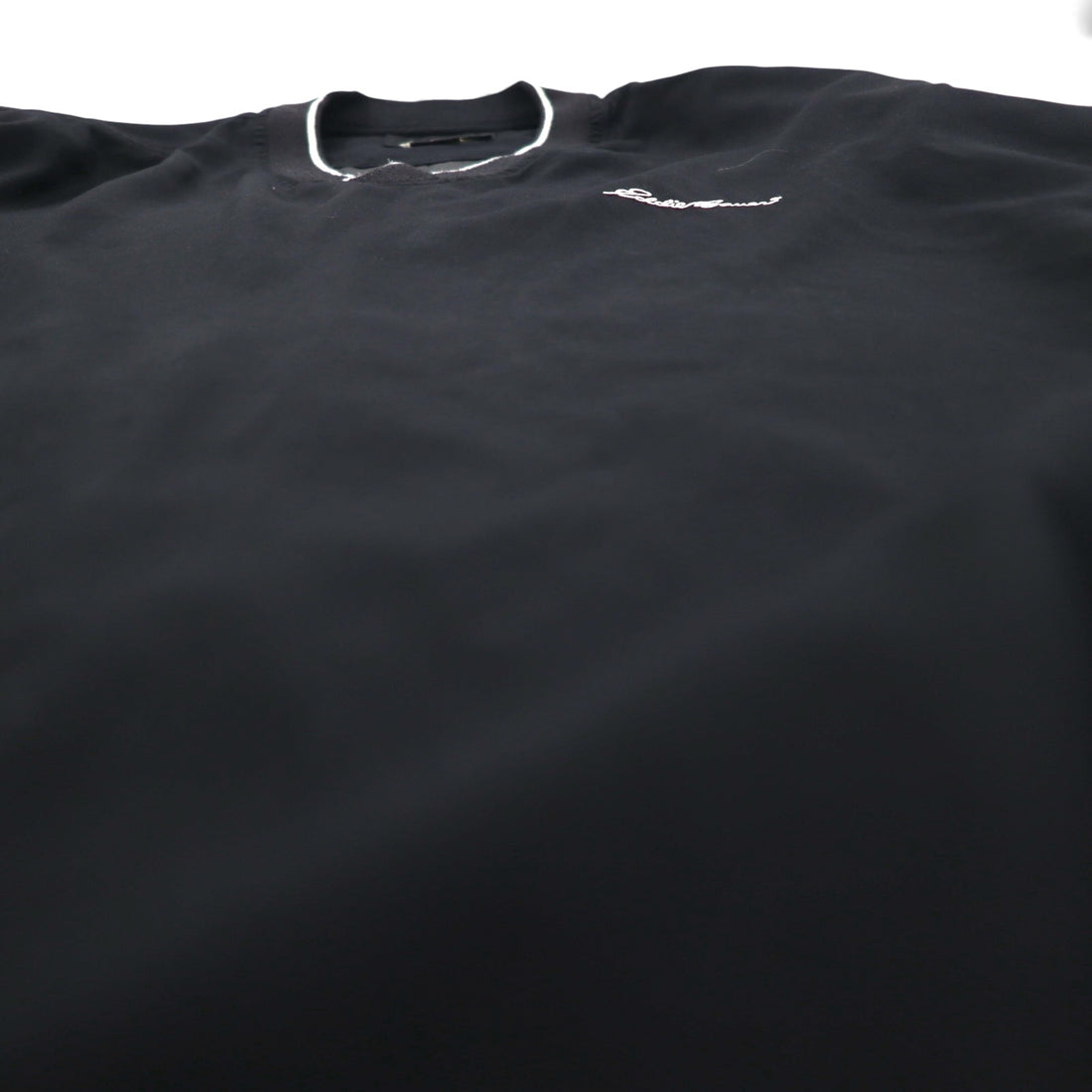 Eddie Bauer XL Black Water-Repellent Nylon Pullover Jacket with Embroidered Logo