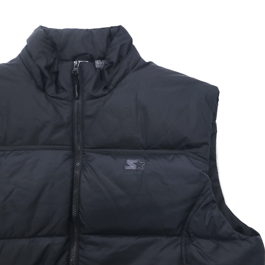STARTER Down Vest L Black Nylon One Point Logo Drawstring