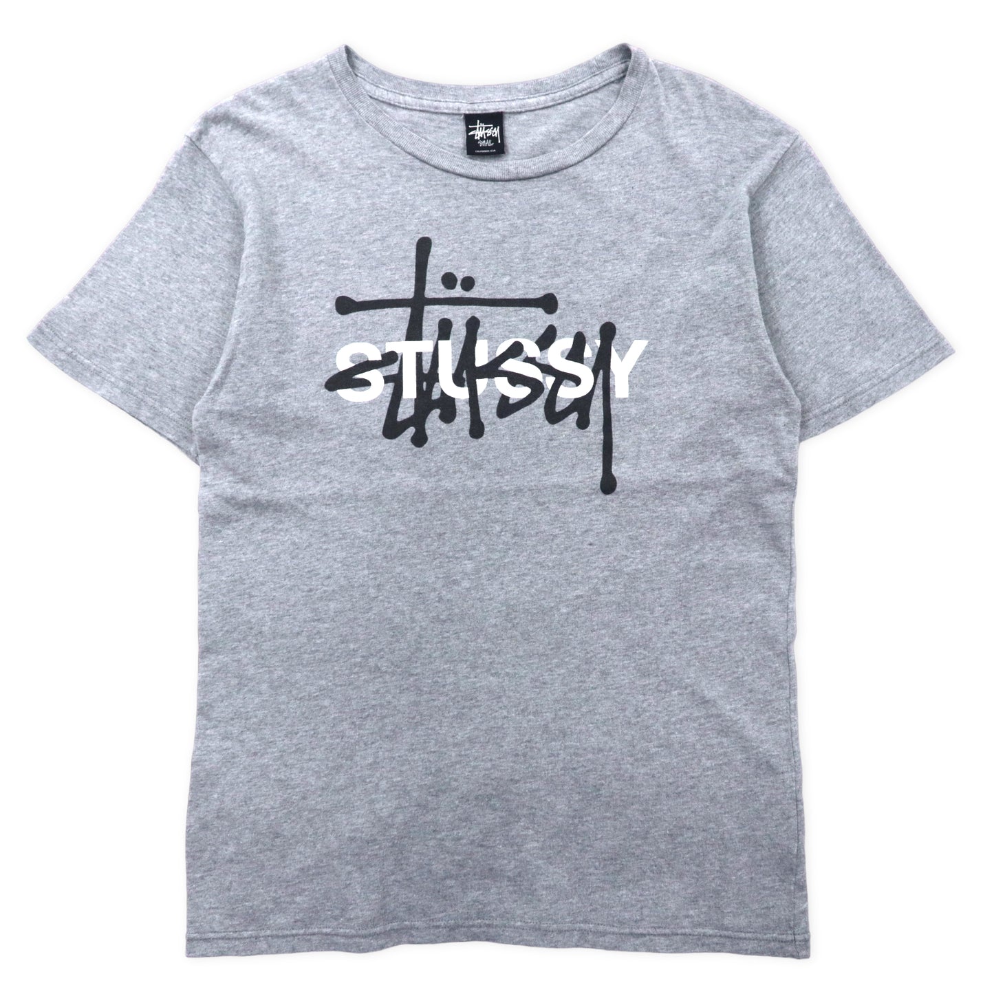 stussy ショーンフォント ロゴ プリントTシャツ S グレー コットン