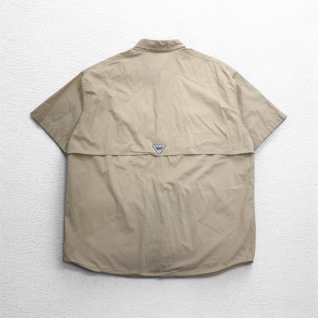 Columbia PFG バハマ 半袖 フィッシング シャツ XL ベージュ コットン FM7130