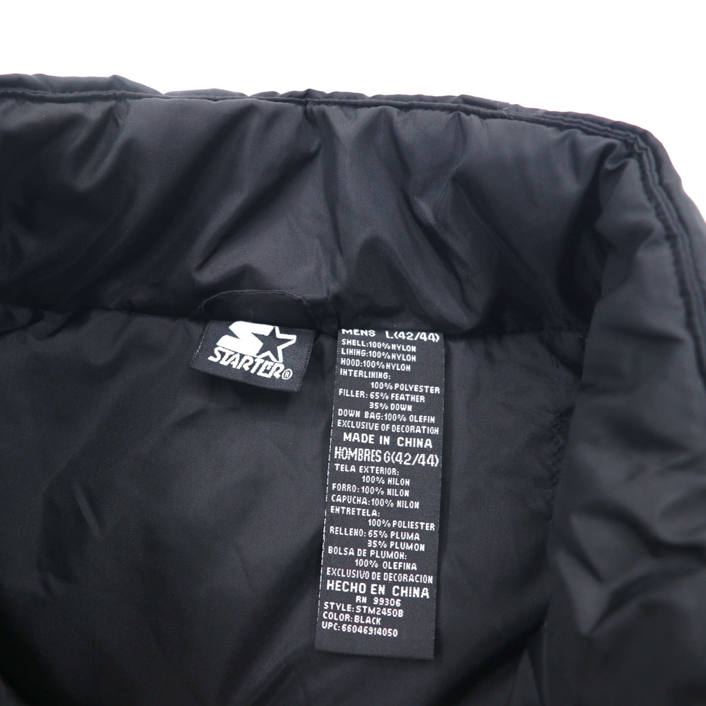 STARTER Down Vest L Black Nylon One Point Logo Drawstring