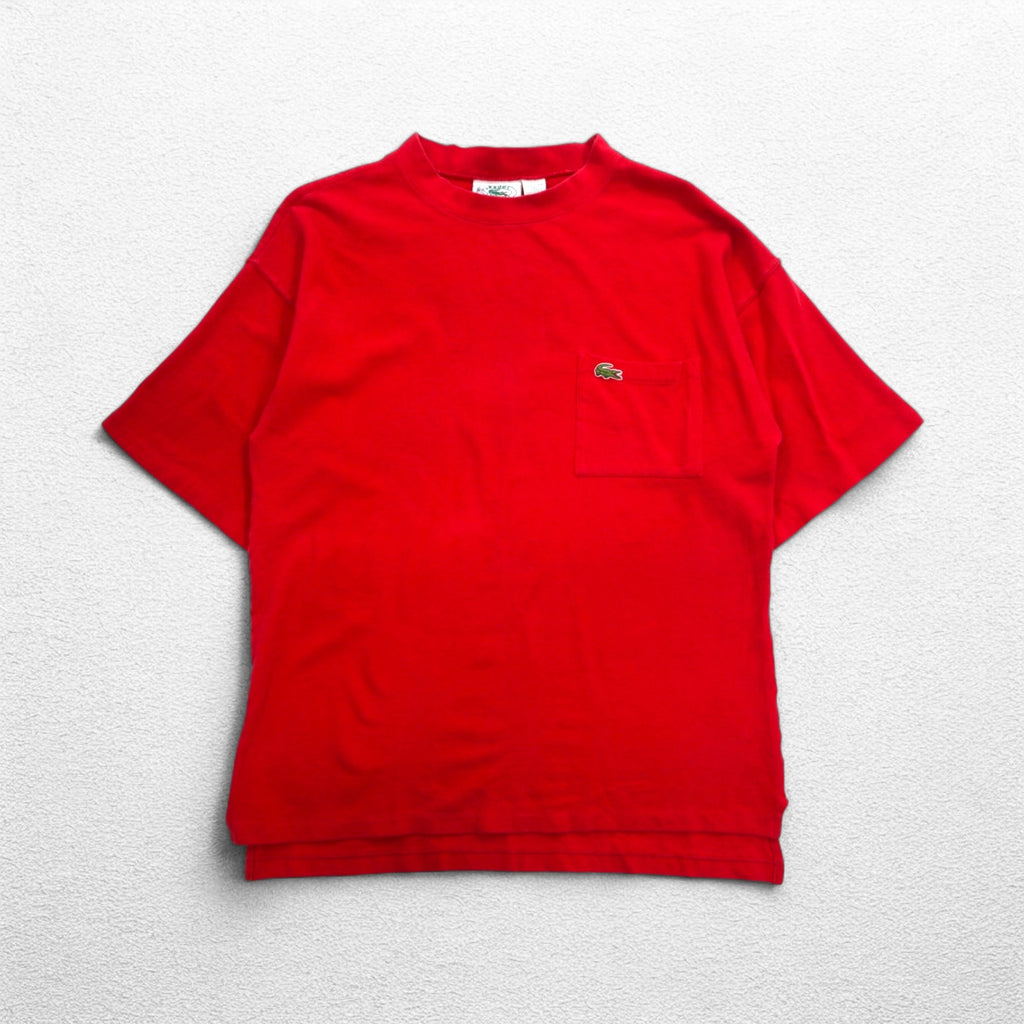 IZOD LACOSTE 90年代 鹿の子 Tシャツ ポケTee L レッド 胸ポケット ワンポイントロゴ