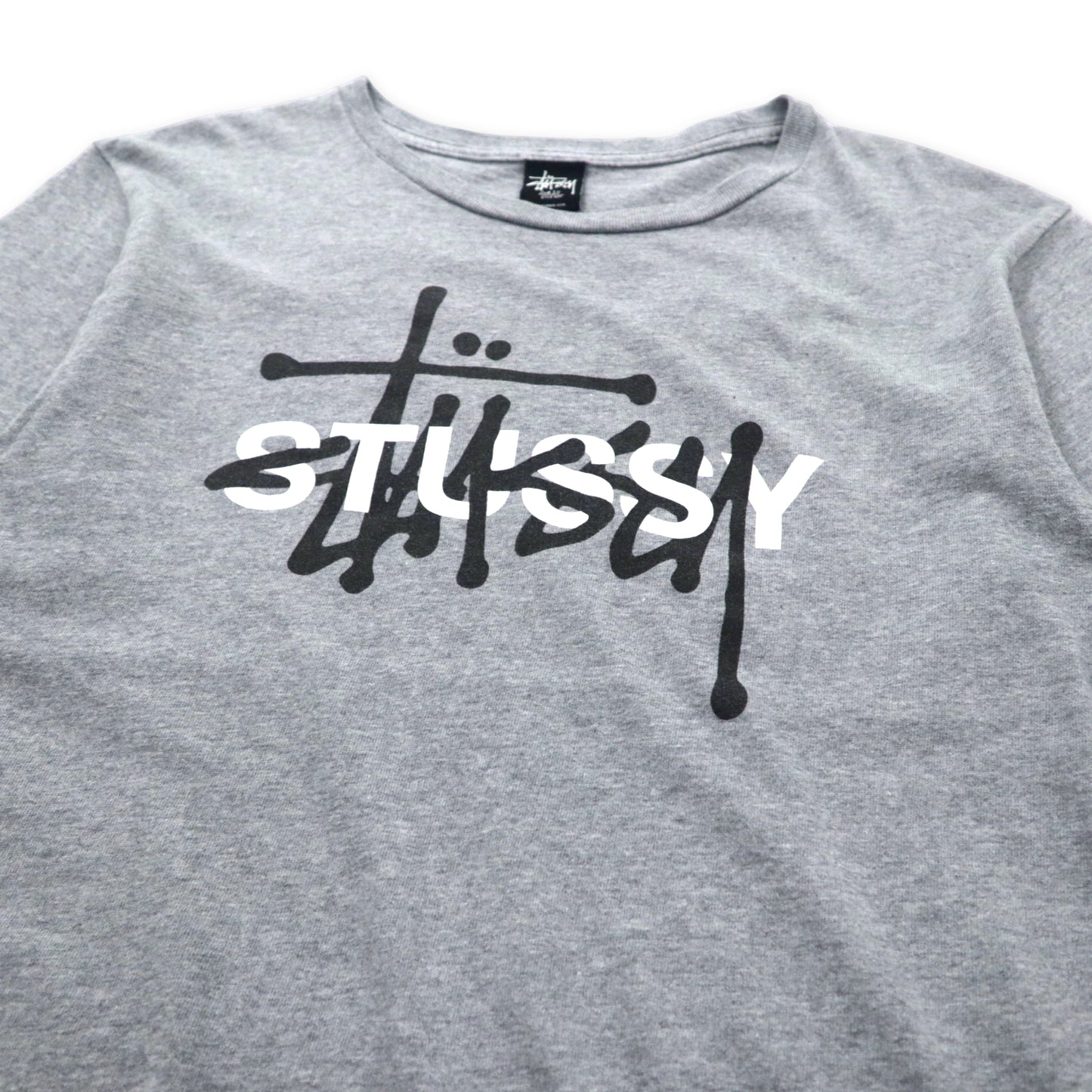 stussy ショーンフォント ロゴ プリントTシャツ S グレー コットン