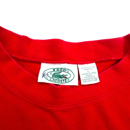 IZOD LACOSTE 90s Pique T-Shirt Pocket Tee L Red Chest Pocket Logo