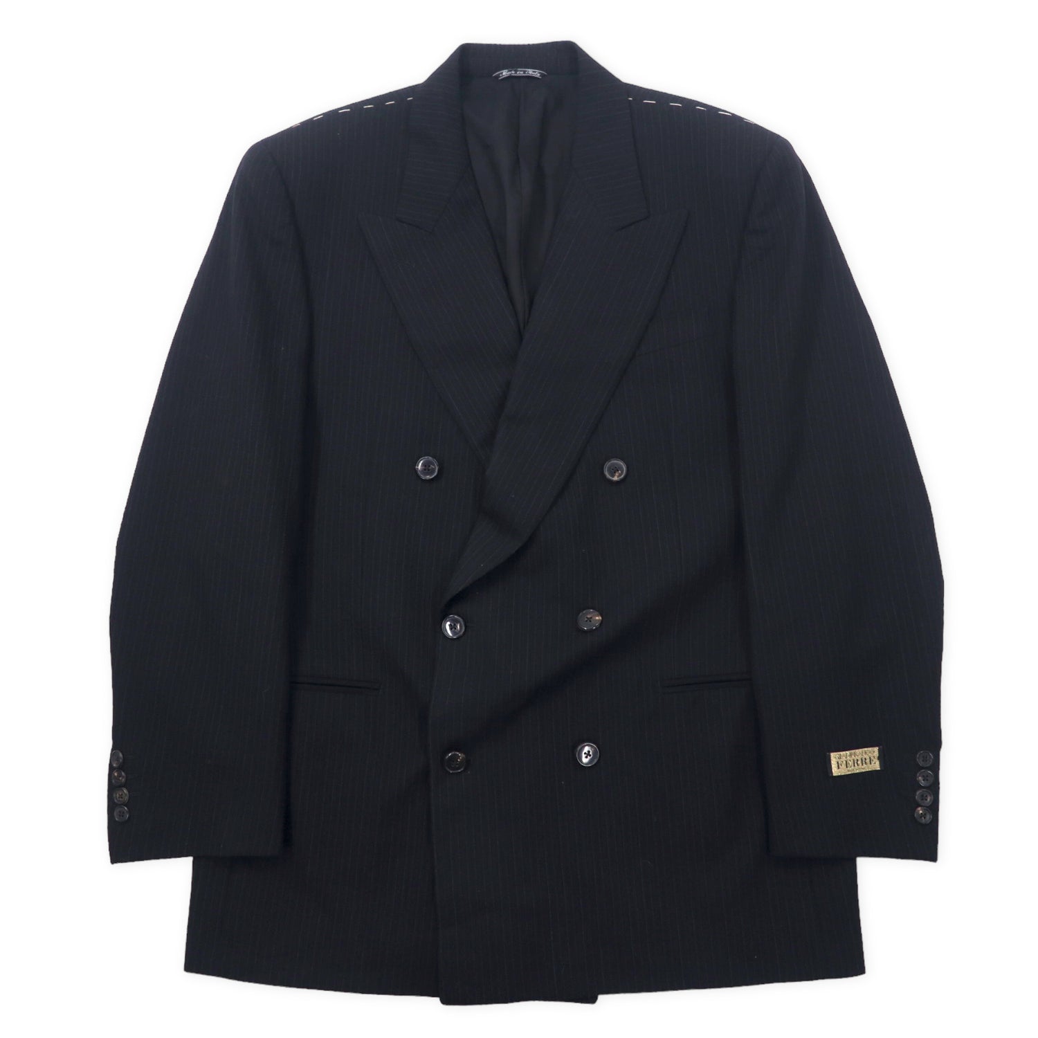 Gianfranco Ferre 80's Italian MADE Double Tailored Jacket 52 Black 