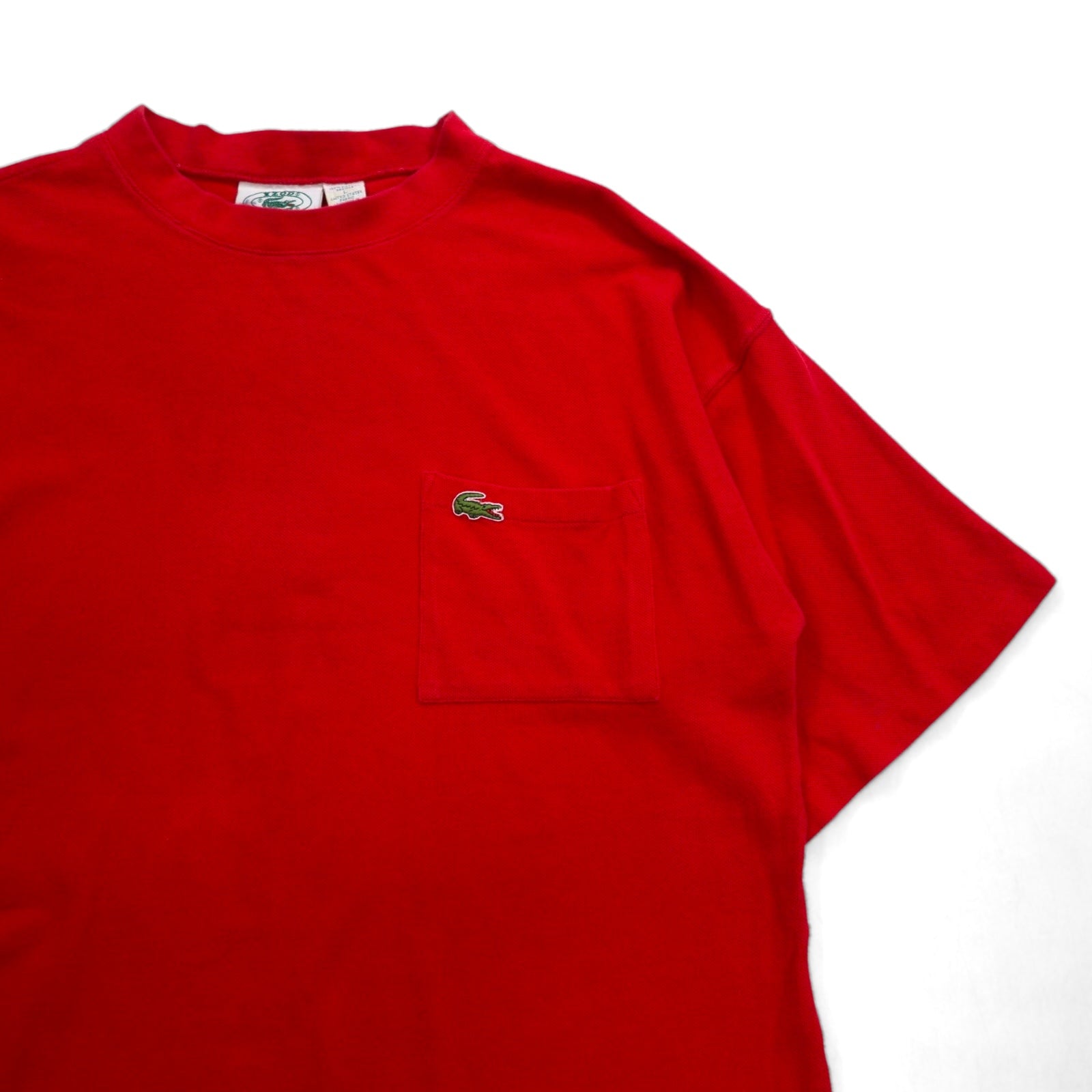 IZOD LACOSTE 90年代 鹿の子 Tシャツ ポケTee L レッド 胸ポケット ワンポイントロゴ