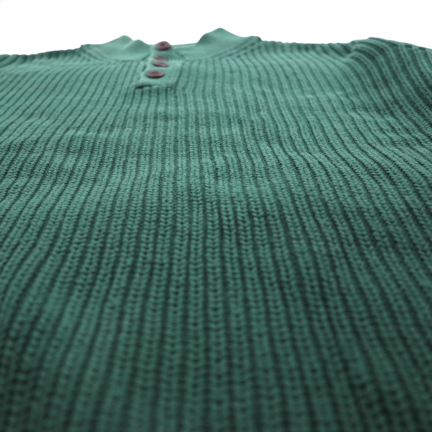 L.L.Bean ハーフボタン コットンニット セーター 2XL グリーン リブニット FKQ7