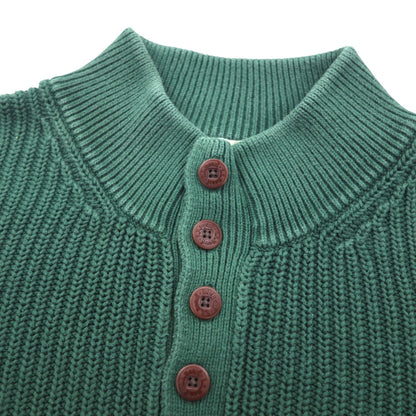 L.L.Bean ハーフボタン コットンニット セーター 2XL グリーン リブニット FKQ7