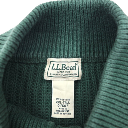 L.L.Bean ハーフボタン コットンニット セーター 2XL グリーン リブニット FKQ7