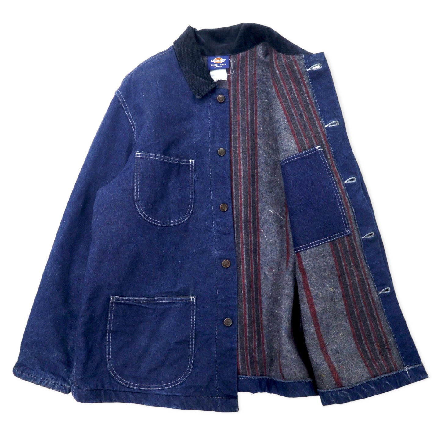 Dickies 90s Denim COVERALL L Blue Cotton Lining Blanket Corduroy