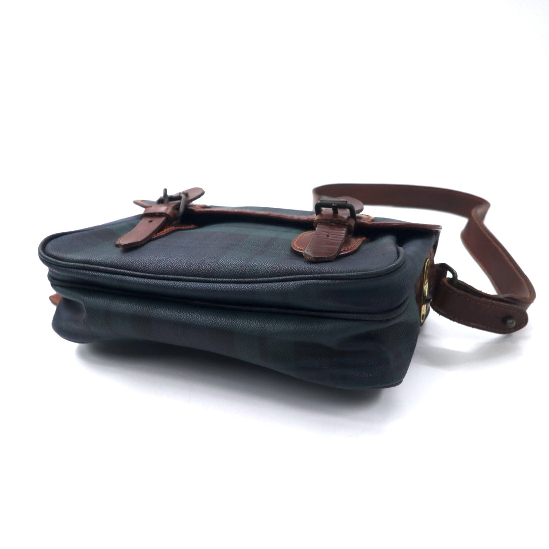 POLO RALPH LAUREN Black Watch Shoulder Bag Green Check PVC Leather