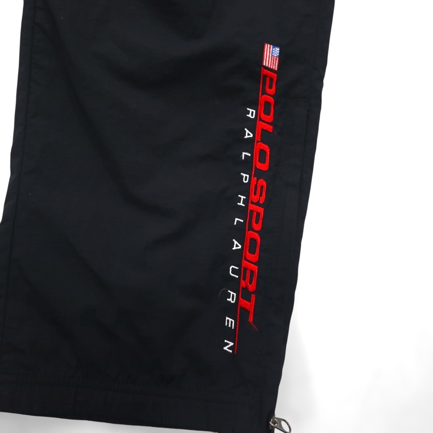 POLO SPORT ( RALPH LAUREN ) 90年代 ワイド ナイロン トラックパンツ ジャージ XL ブラック 裾ジップ スリット
