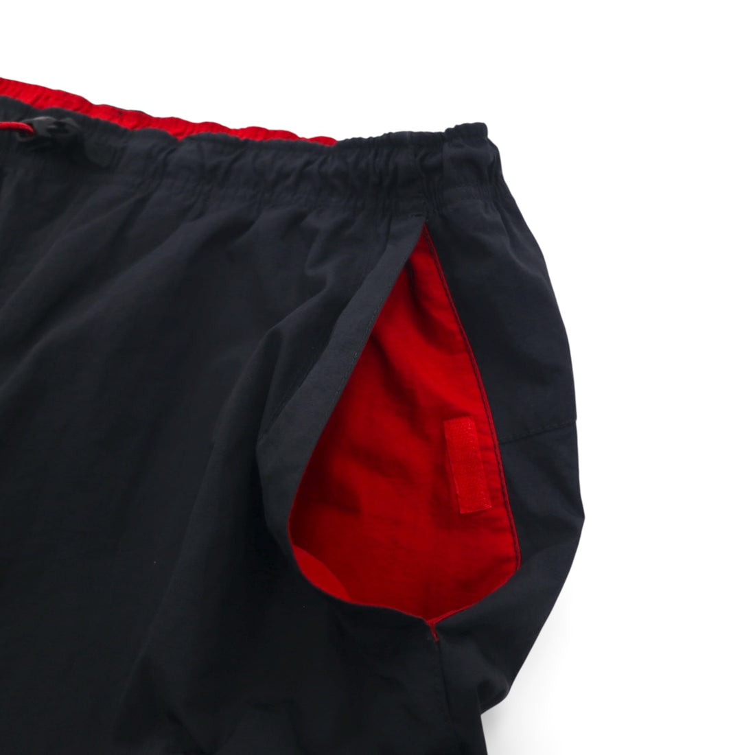 POLO SPORT (RALPH LAUREN) 90s Wide Nylon Track Pants, Jersey, XL, Black, Zippered Hem, Slit