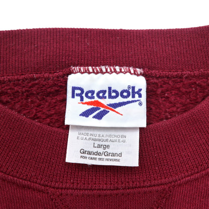 Reebok 90s USA Made Vector Logo Front V Sweatshirt L Bordeaux Cotton Print