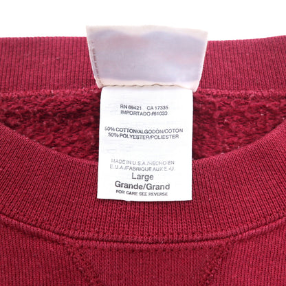 Reebok 90s USA Made Vector Logo Front V Sweatshirt L Bordeaux Cotton Print