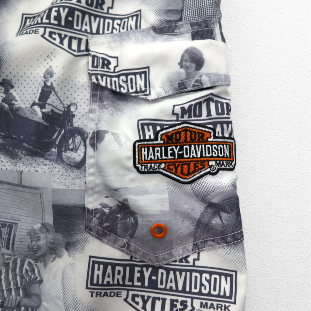 HARLEY DAVIDSON 水陸両用 総柄 ボードショーツ ショートパンツ XL グレー ナイロン