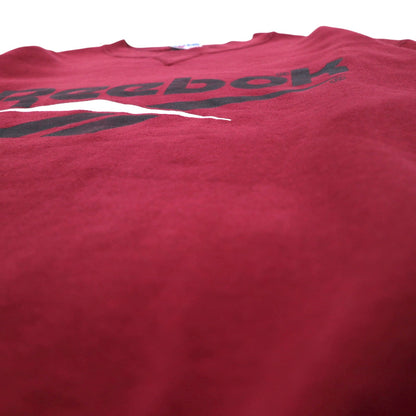 Reebok 90s USA Made Vector Logo Front V Sweatshirt L Bordeaux Cotton Print