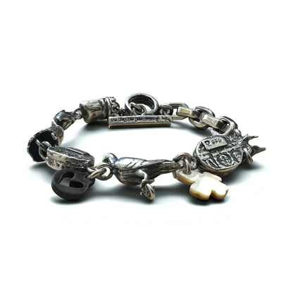 GEM KINGDOM Toggle Bracelet in 925 Sterling Silver with Heart and Clover Chain, Available at HPFRANCE