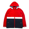 TOMMY HILFIGER セーリングジャケット マウンテンパーカー M レッド トリコロール ダブルジップ フード着脱式