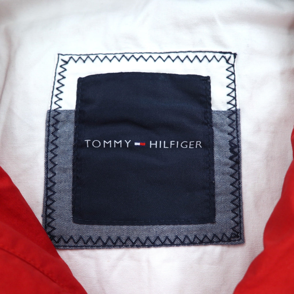 TOMMY HILFIGER セーリングジャケット マウンテンパーカー M レッド トリコロール ダブルジップ フード着脱式