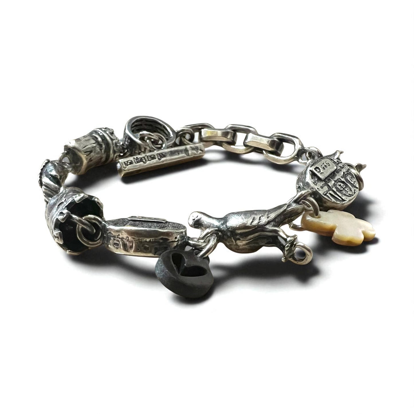 GEM KINGDOM Toggle Bracelet in 925 Sterling Silver with Heart and Clover Chain, Available at HPFRANCE