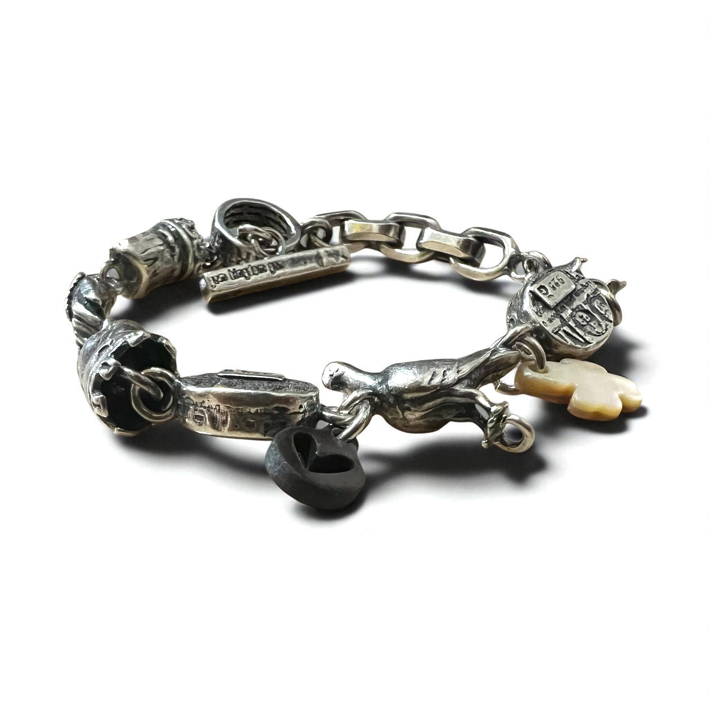 GEM KINGDOM Toggle Bracelet in 925 Sterling Silver with Heart and Clover Chain, Available at HPFRANCE