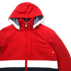 TOMMY HILFIGER セーリングジャケット マウンテンパーカー M レッド トリコロール ダブルジップ フード着脱式