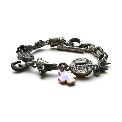 GEM KINGDOM Toggle Bracelet in 925 Sterling Silver with Heart and Clover Chain, Available at HPFRANCE