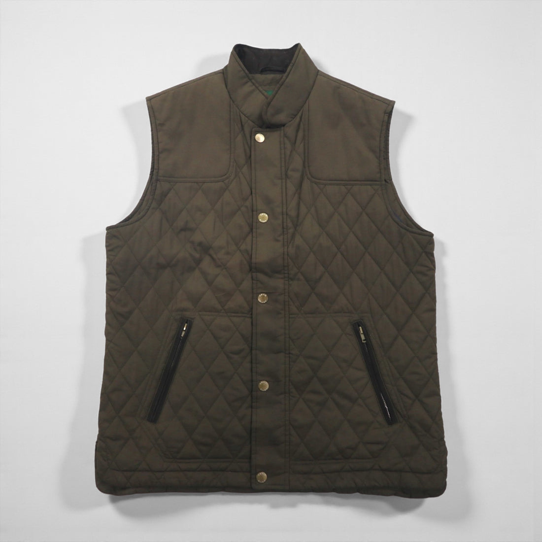 ORVIS キルティング ハンティング ベスト L カーキ 中綿 ダブルジップ 2SHT
